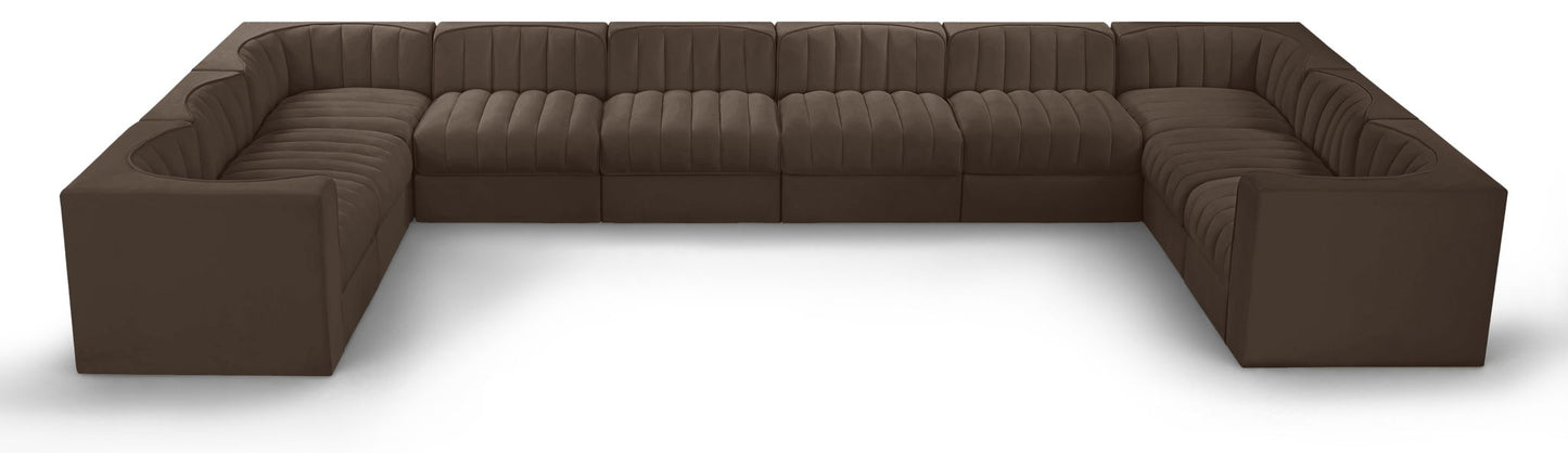 Rummi - Velvet Performance Fabric Upholstered 10 Piece Modular Sectional