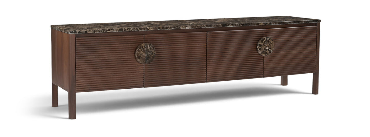 Varenna - 69" Genuine Marble And Acacia Wood Media Console