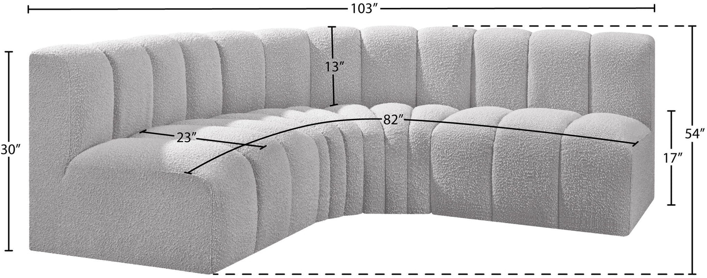 Arc - Boucle Fabric 4 Piece Corner Modular Sofa