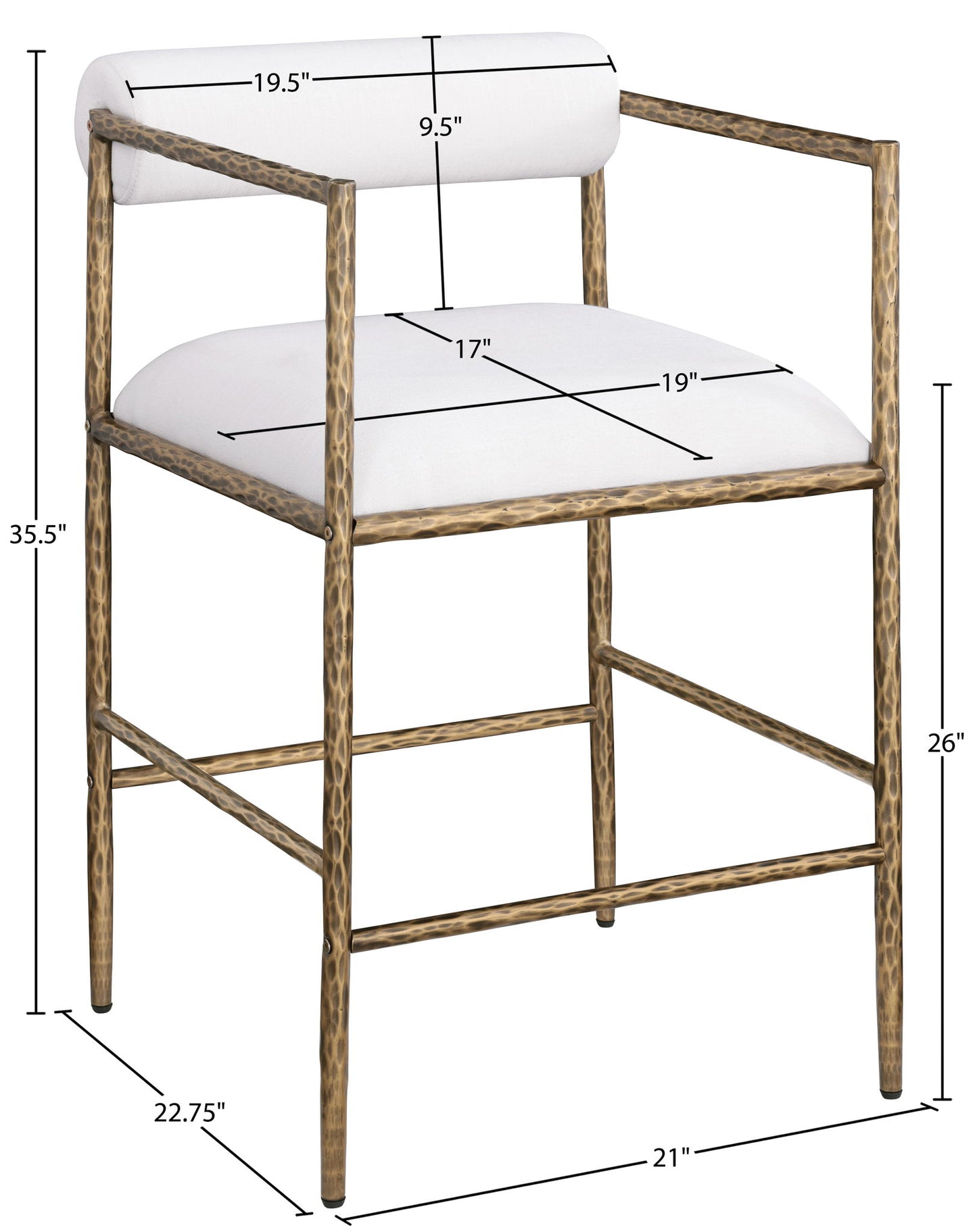Axis - Linen Textured Cream Fabric Upholstered Counter Stool (Set of 2)