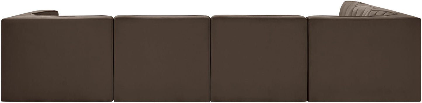 Rummi - Velvet Performance Fabric Upholstered 6 Piece Modular Sectional