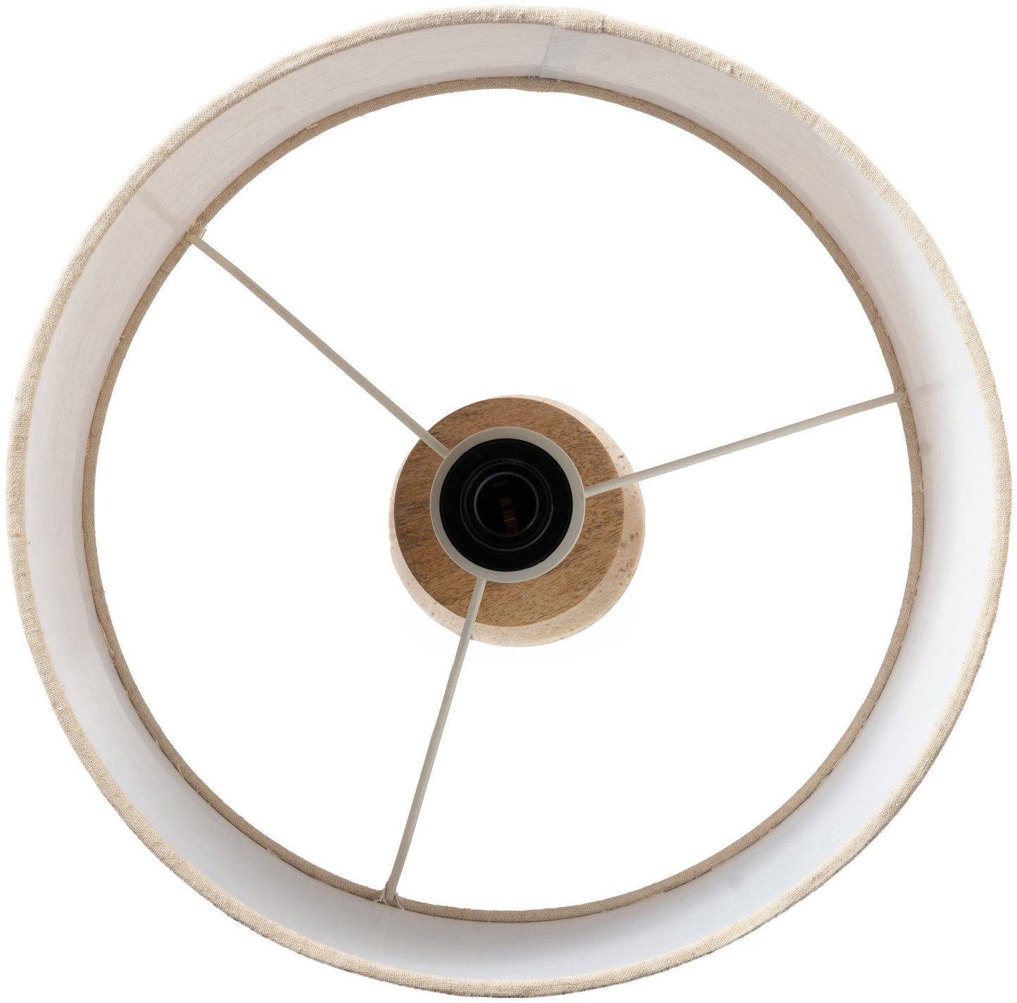 Orenda - Mango Wood Base And Linen Textured Fabric Shade Table Lamp - Travertine / Natural