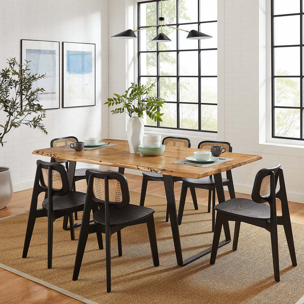 Viggo 74" Live Edge Acacia Wood Dining Table - Black Natural
