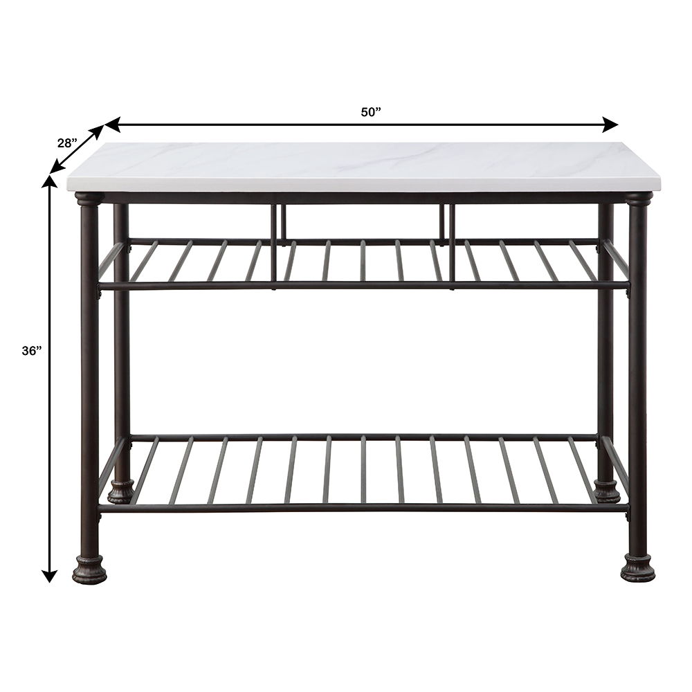Freyja - Kitchen Island - White Cultured Marble Top & Gray