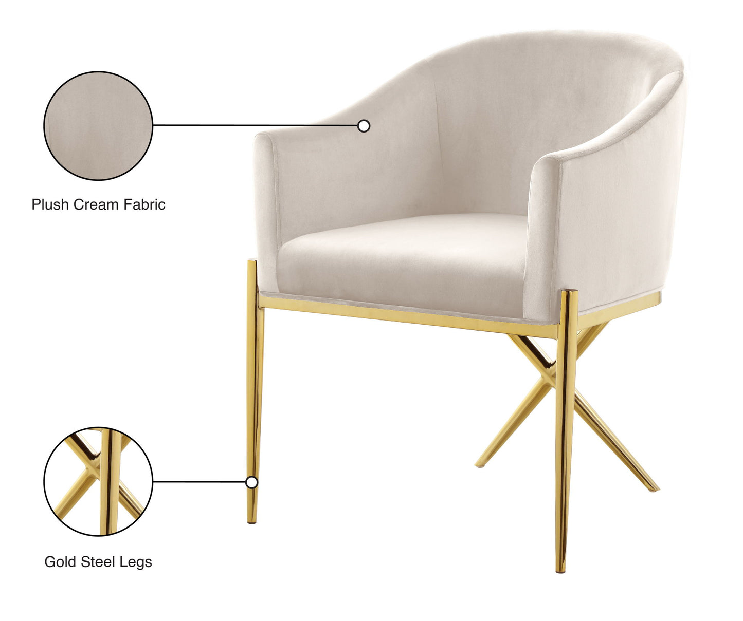 Xavier - Dining Chair with Gold Legs