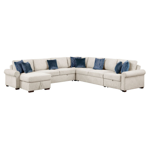 Isla 5-Piece Sectional with Reversible Chaise, Pull-out Bed, Hidden Storage and Click Motion Back