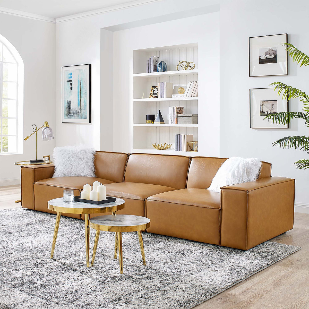 Restore Vegan Leather 3-Piece Sofa - Tan