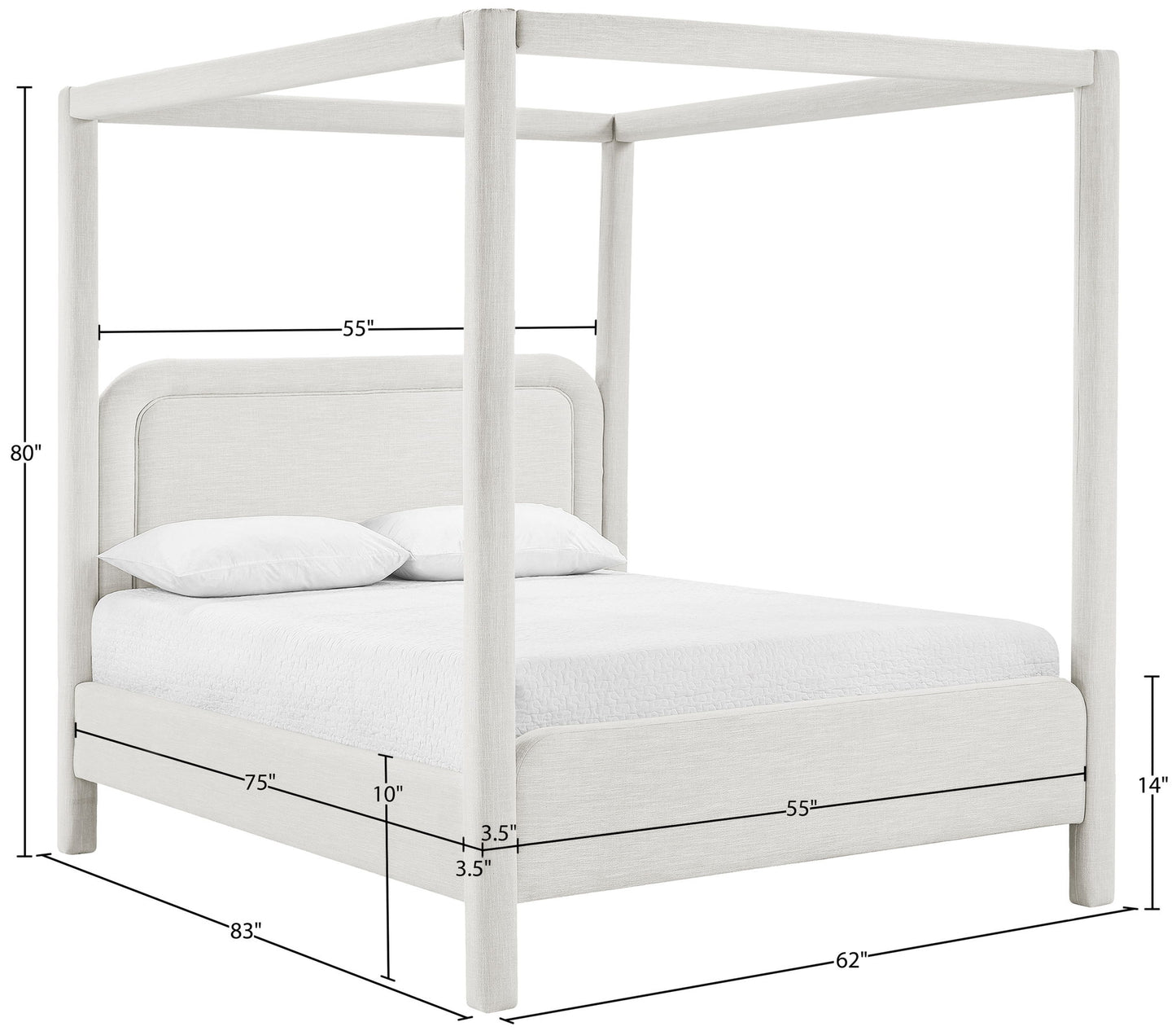 Salina - Linen Textured Fabric Upholstered Bed