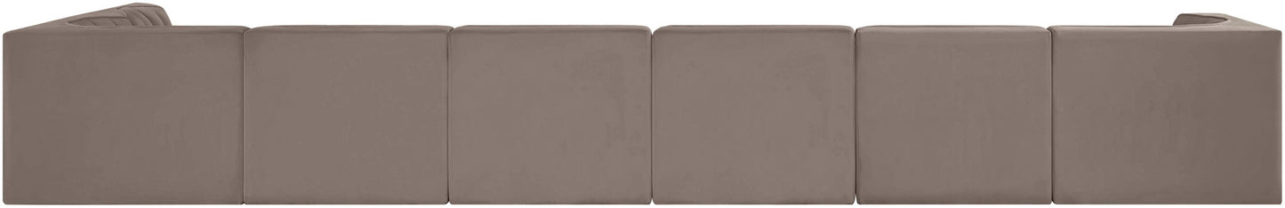Rummi - Velvet Performance Fabric Upholstered 7 Piece Modular Sectional, L-Shaped (Right)