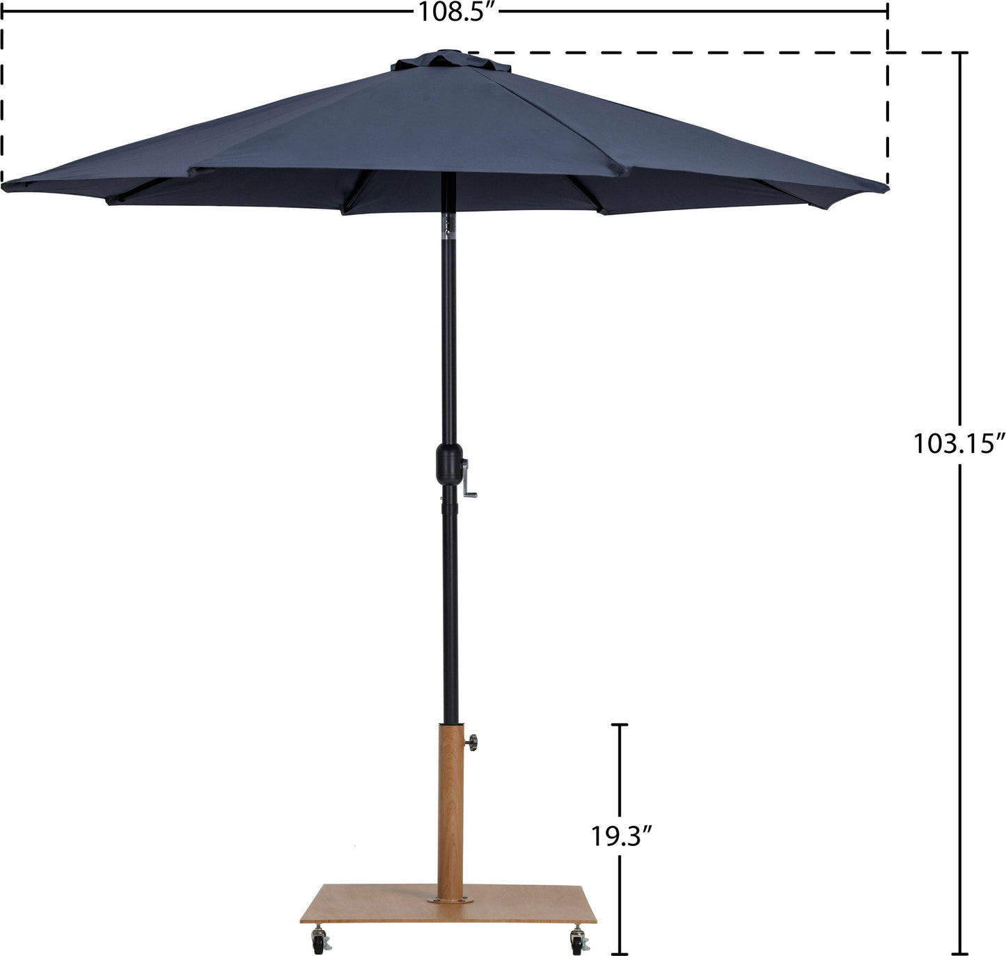 Fiji - Aluminum Patio Umbrella With Square Teak And Black Base
