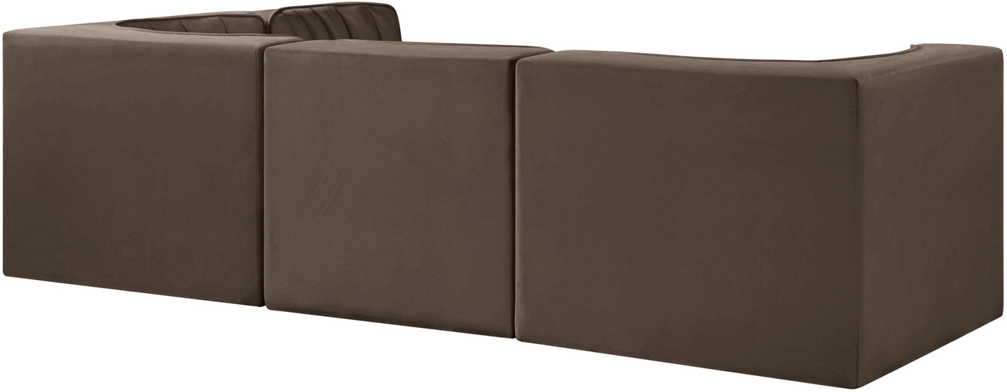 Rummi - Velvet Performance Fabric Upholstered 4 Piece Modular Sectional