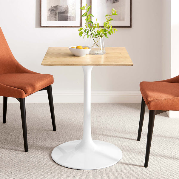 Lippa Square Wood Dining Table - 24", White Natural