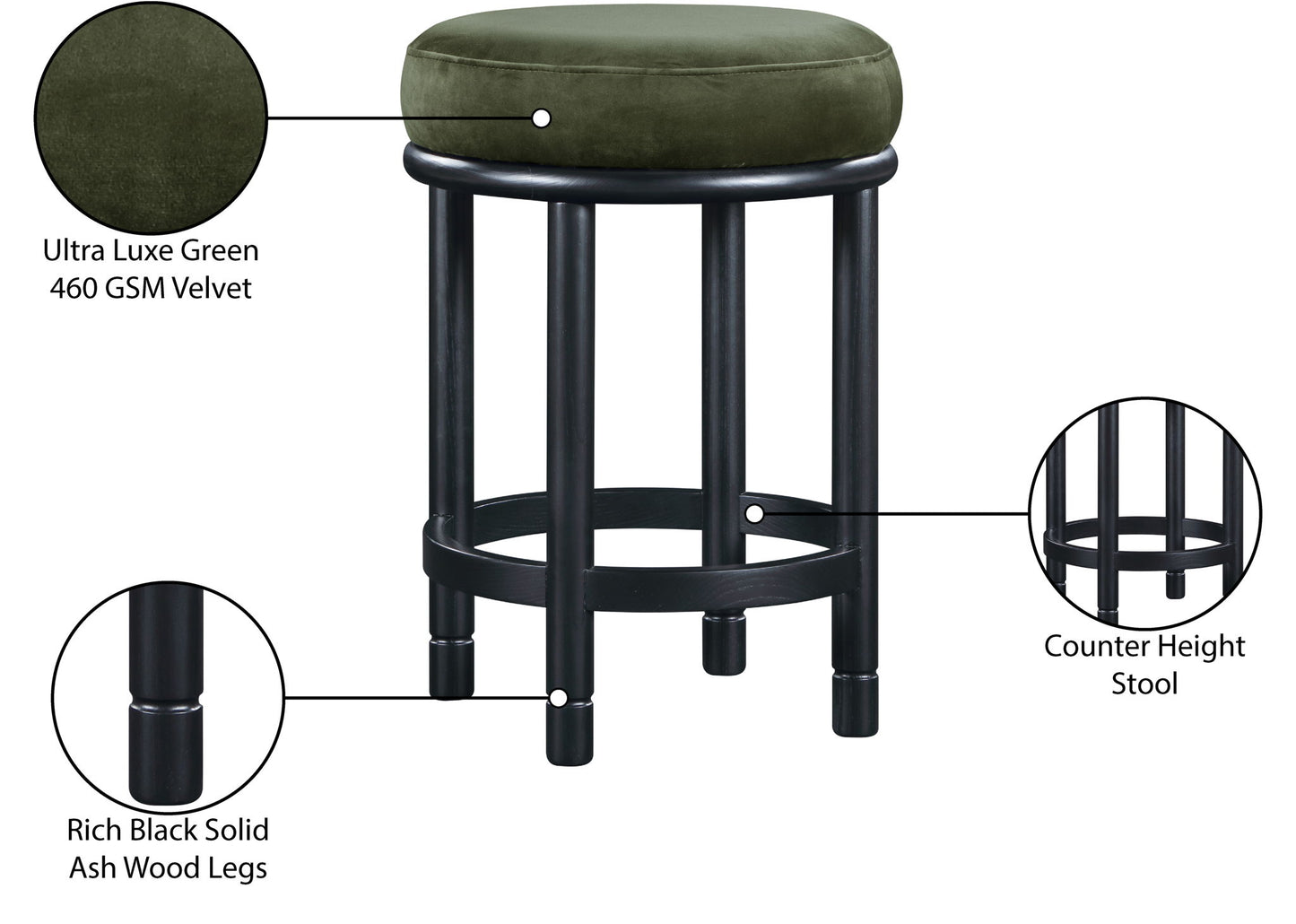 Monette - Counter Stool With Black Base