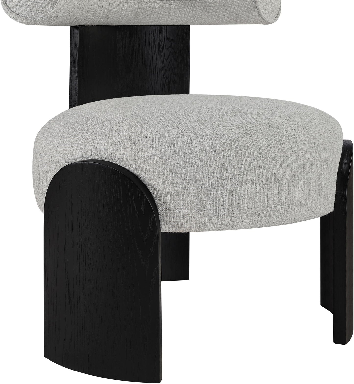 Calder - Linen Textured Fabric Upholstered Accent Chair - Painted Black Base