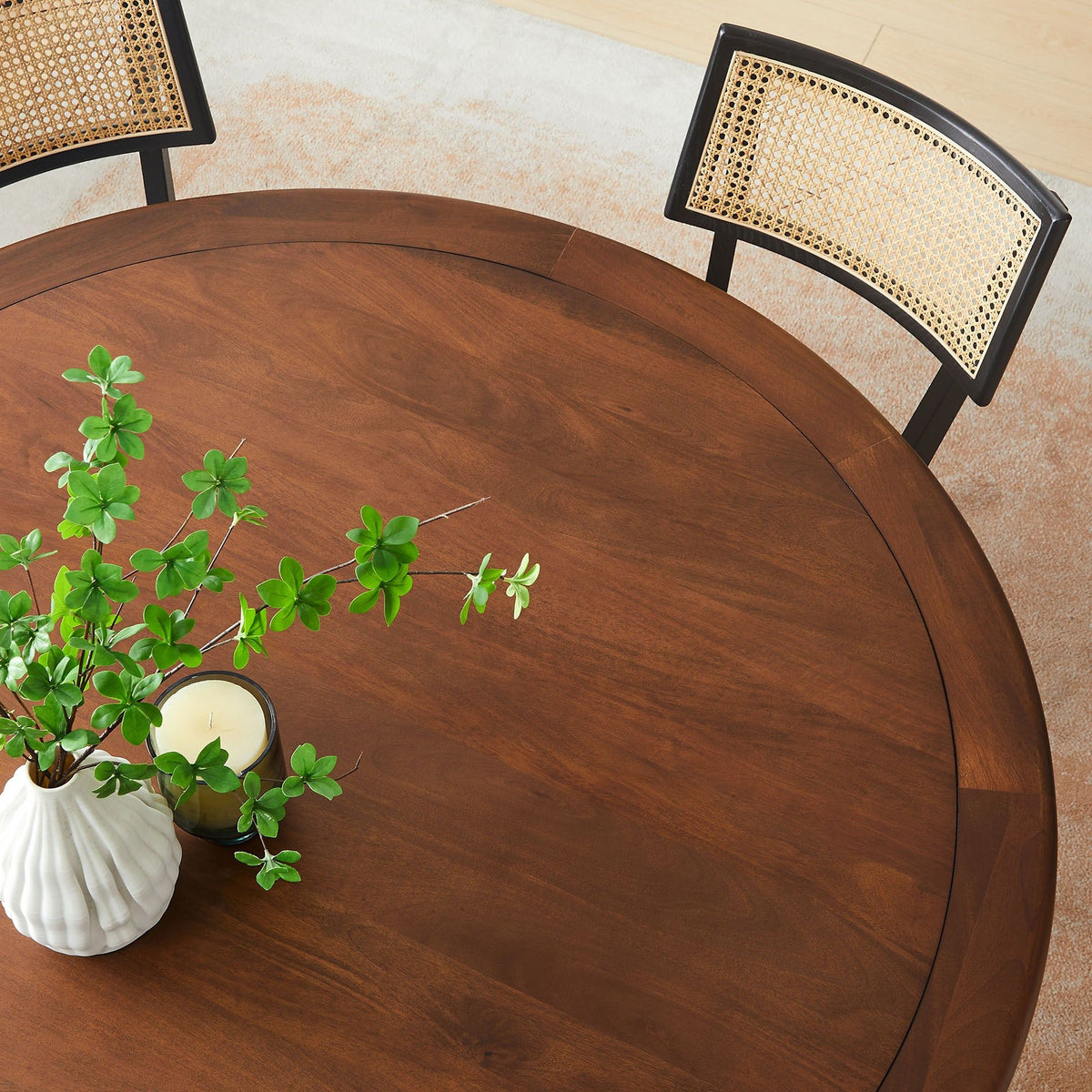 Lippa 60" Round Pedestal Solid Wood Dining Table - Solid Wood, Black Walnut