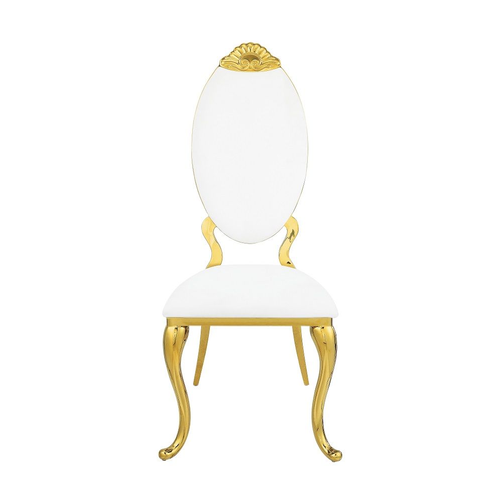 Fallon - Side Chair (Set of 2) - White Velvet & Mirrored Gold