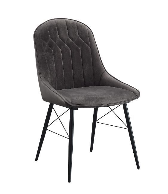 Abraham - Side Chair (Set of 2) - Dark Gray Fabric & Black