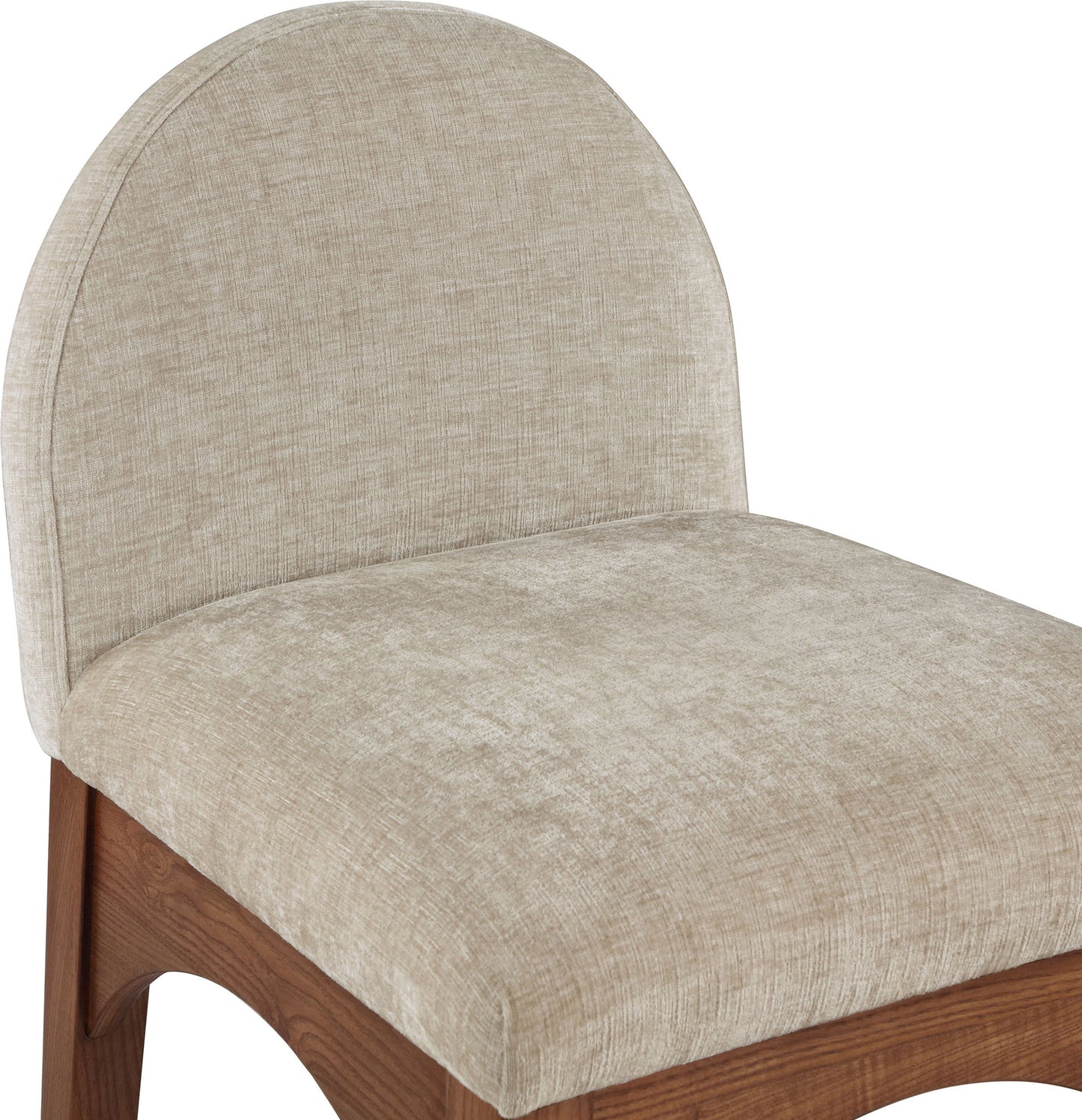 Waldorf - Chenille Stool With Brown Legs
