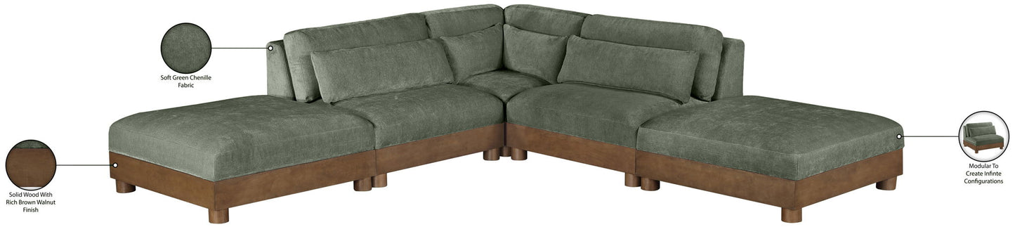 Turin - Chenille Fabric Upholstered Modular Sectional - Green