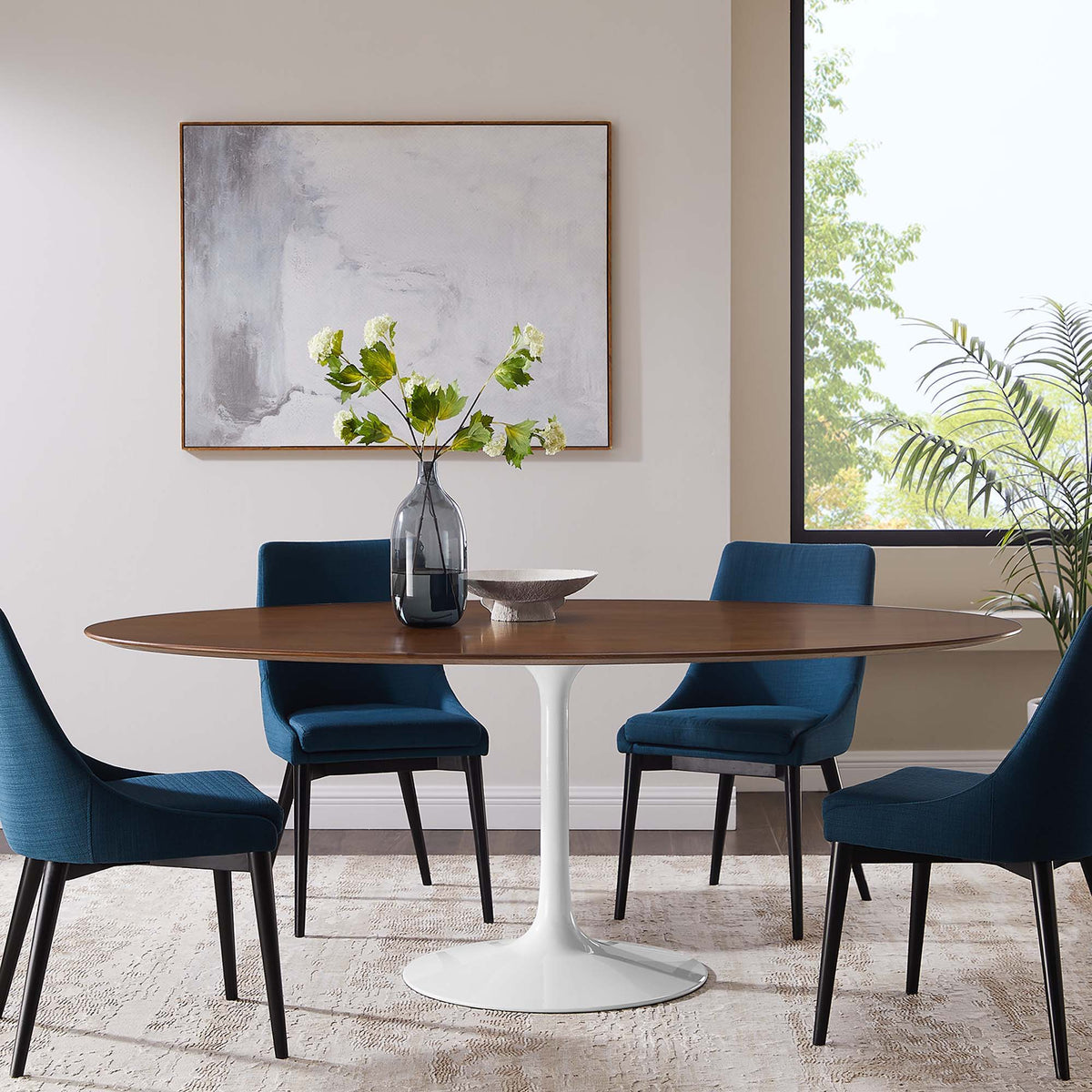 Lippa Oval Wood Dining Table - 78", Walnut
