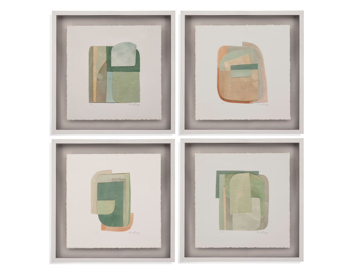 Color Structure Framed Print (Set of 4) - Green