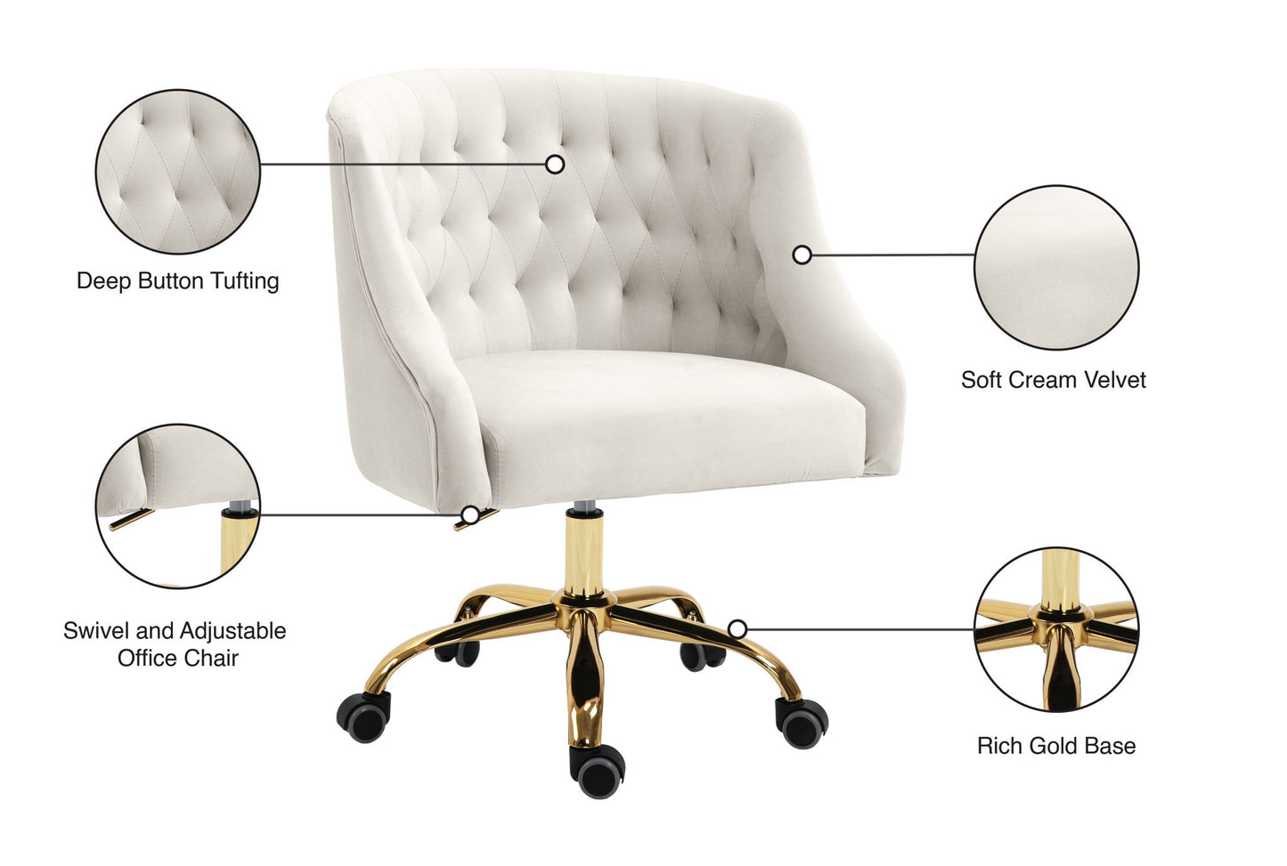 Arden - Office Chair with Gold Legs