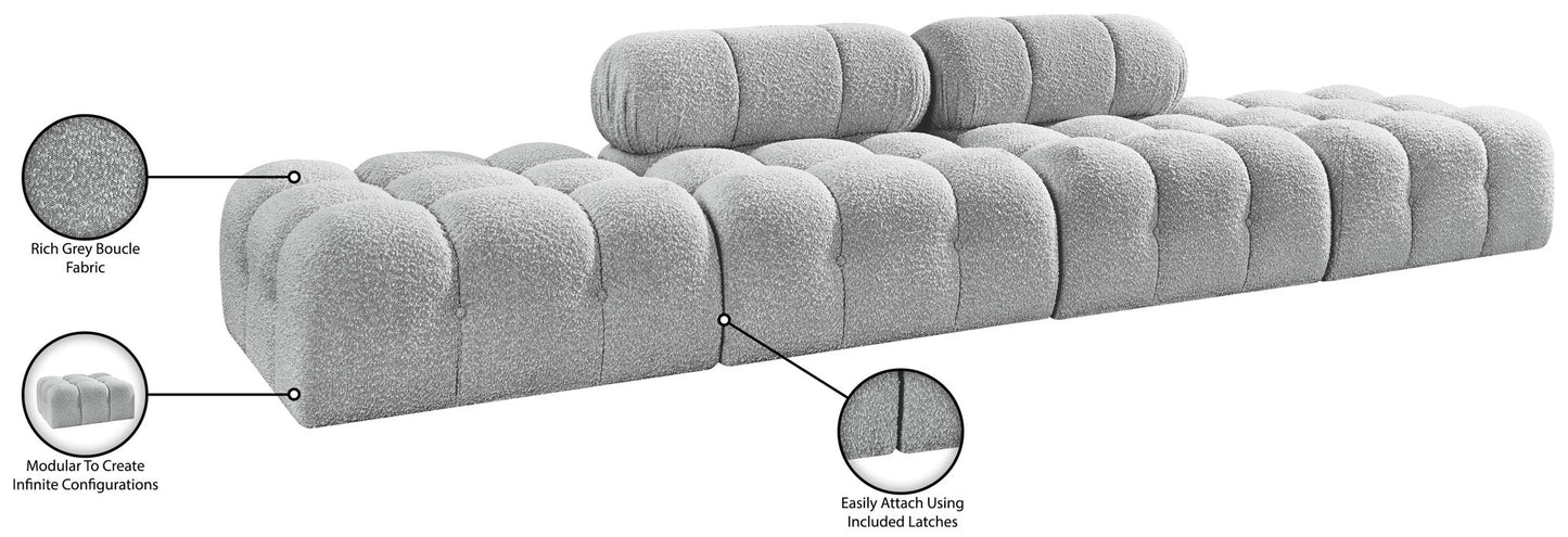 Ames - 4 Piece Boucle Upholstered Modular Sofa With 2 Backless Seats