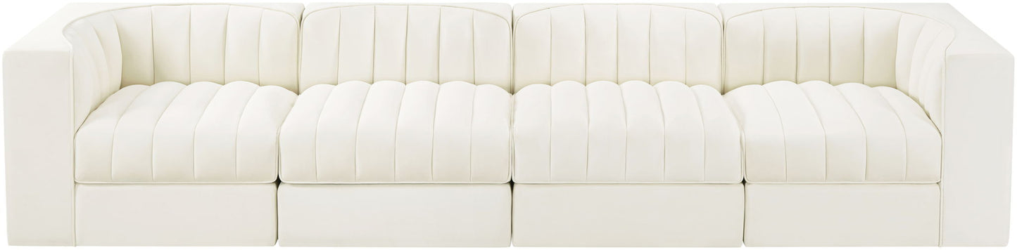 Rummi - Velvet Performance Fabric Upholstered 4 Piece Modular Sofa