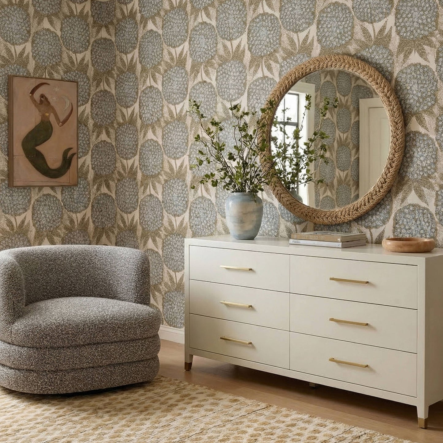 Dani - Faux Shagreen 6-Drawer Dresser - Cream