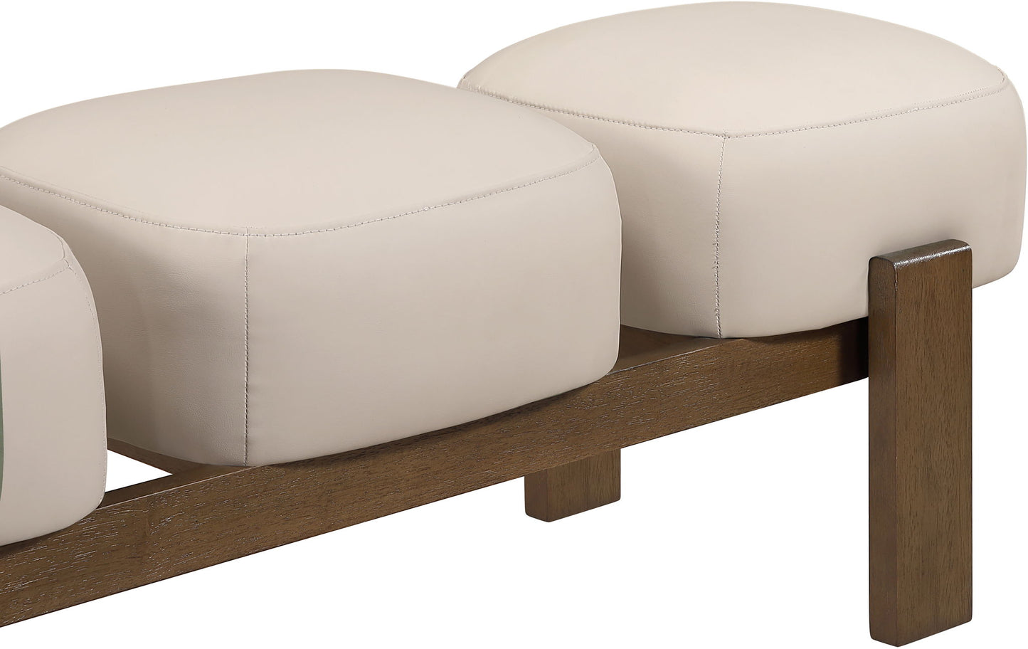 Woodcrest - Vegan Leather Upholstered Bench - Painted Brown Walnut Base