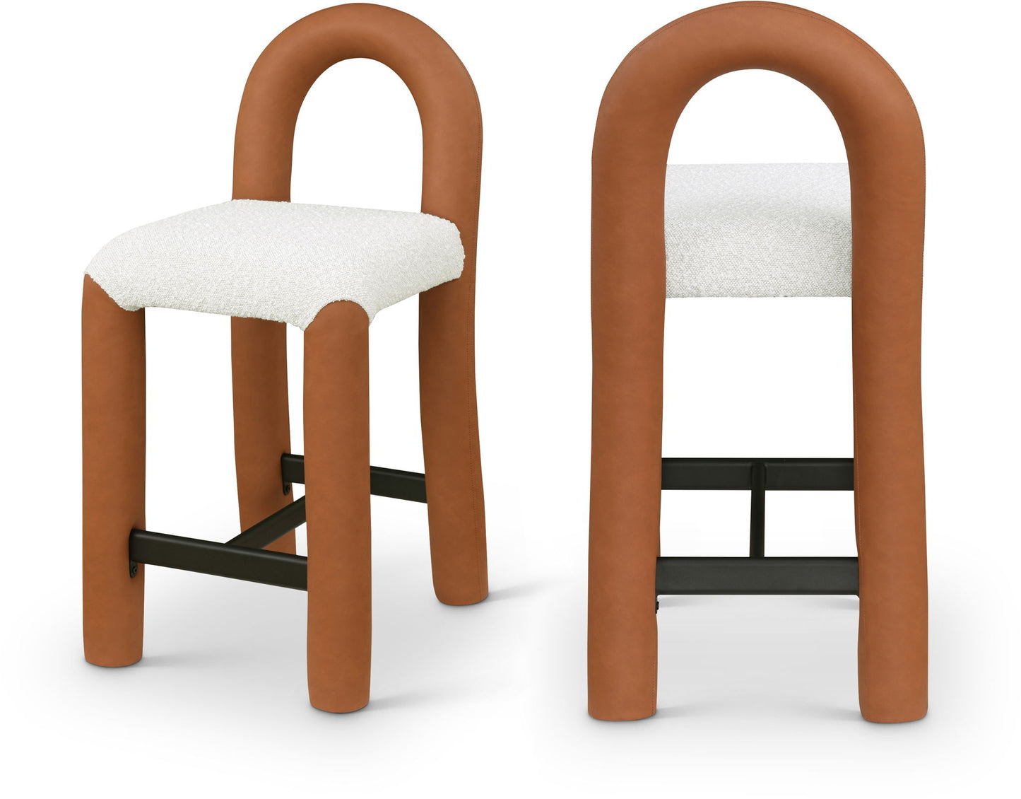 Amari - Vegan Leather and Boucle Fabric Stool