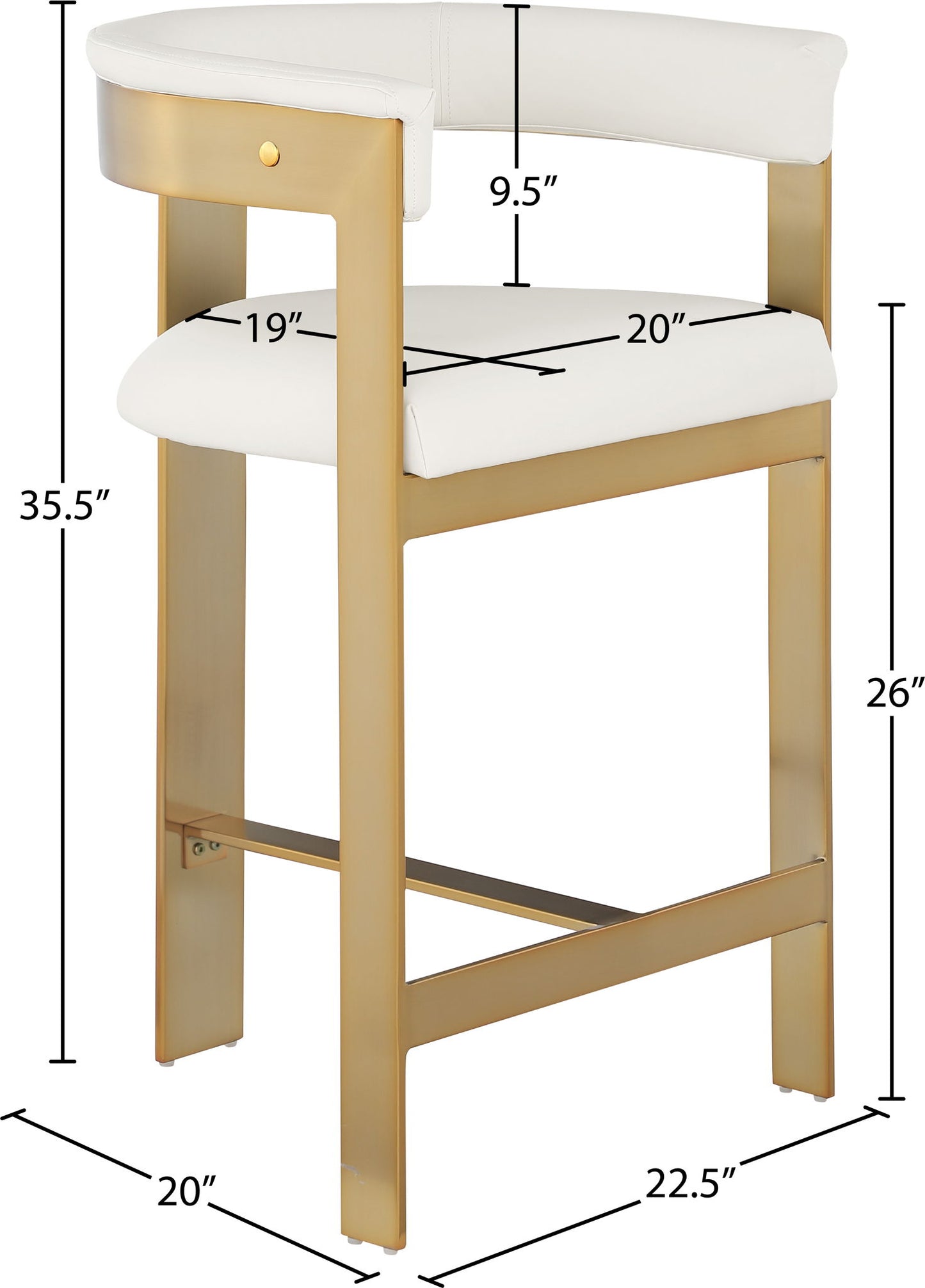 Romeo - Faux Leather Counter Stool With Gold Base (Set of 2)