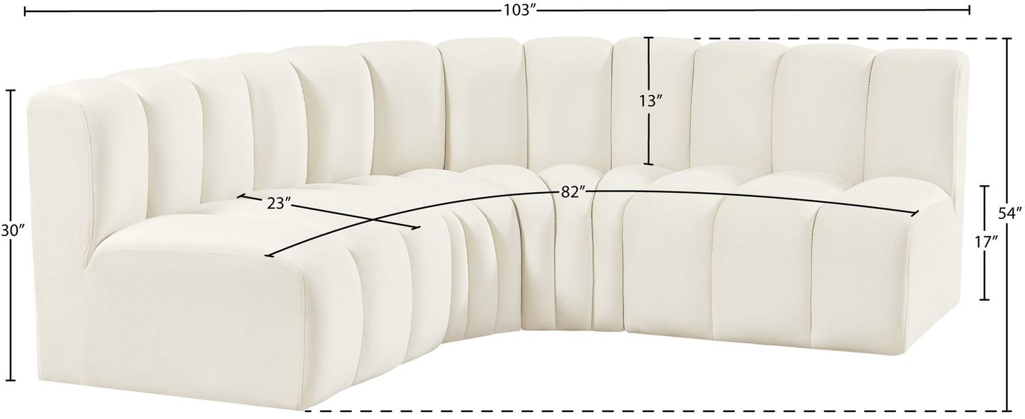 Arc - Velvet 4 Piece Corner Modular Sofa