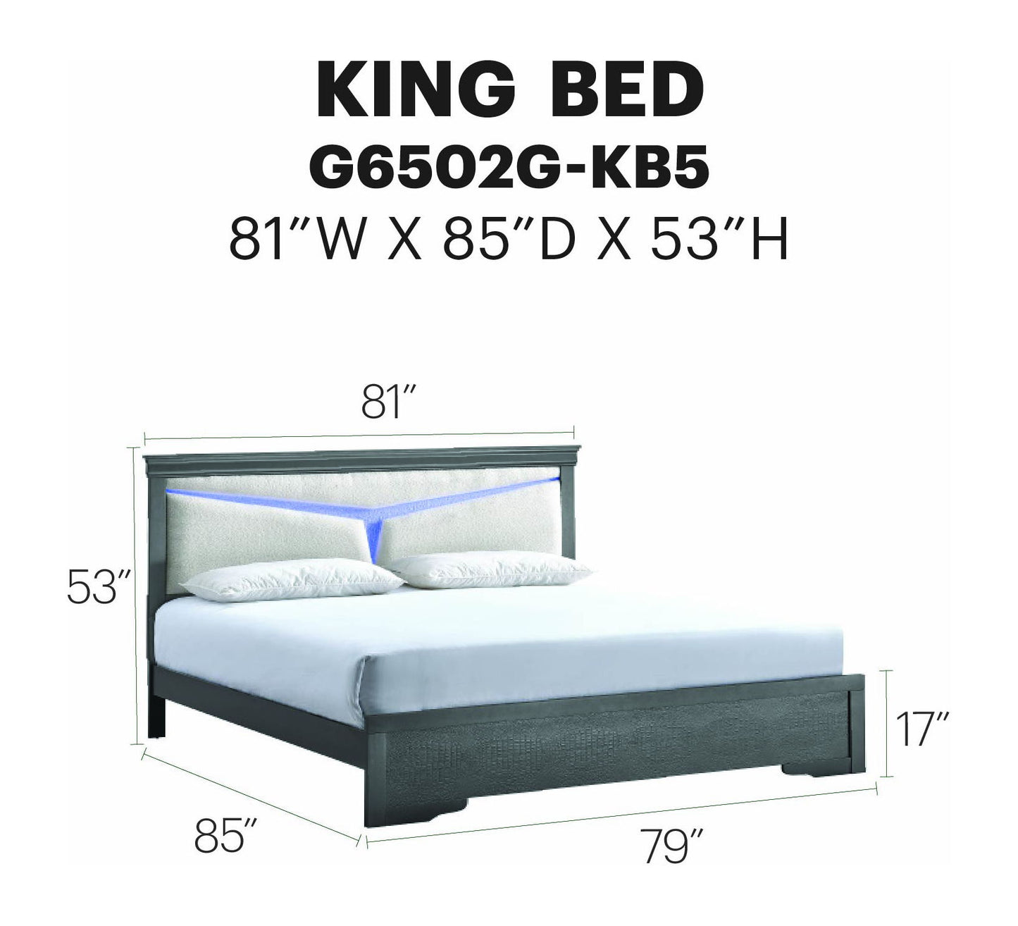 Glory Furniture - Lorana - Bed With LED Headboard