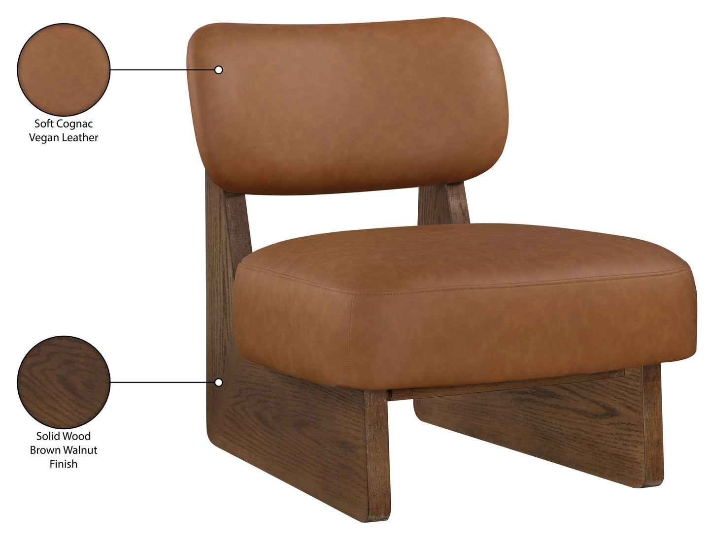Vetra - Vegan Leather Upholstered Accent Chair With Brown Base