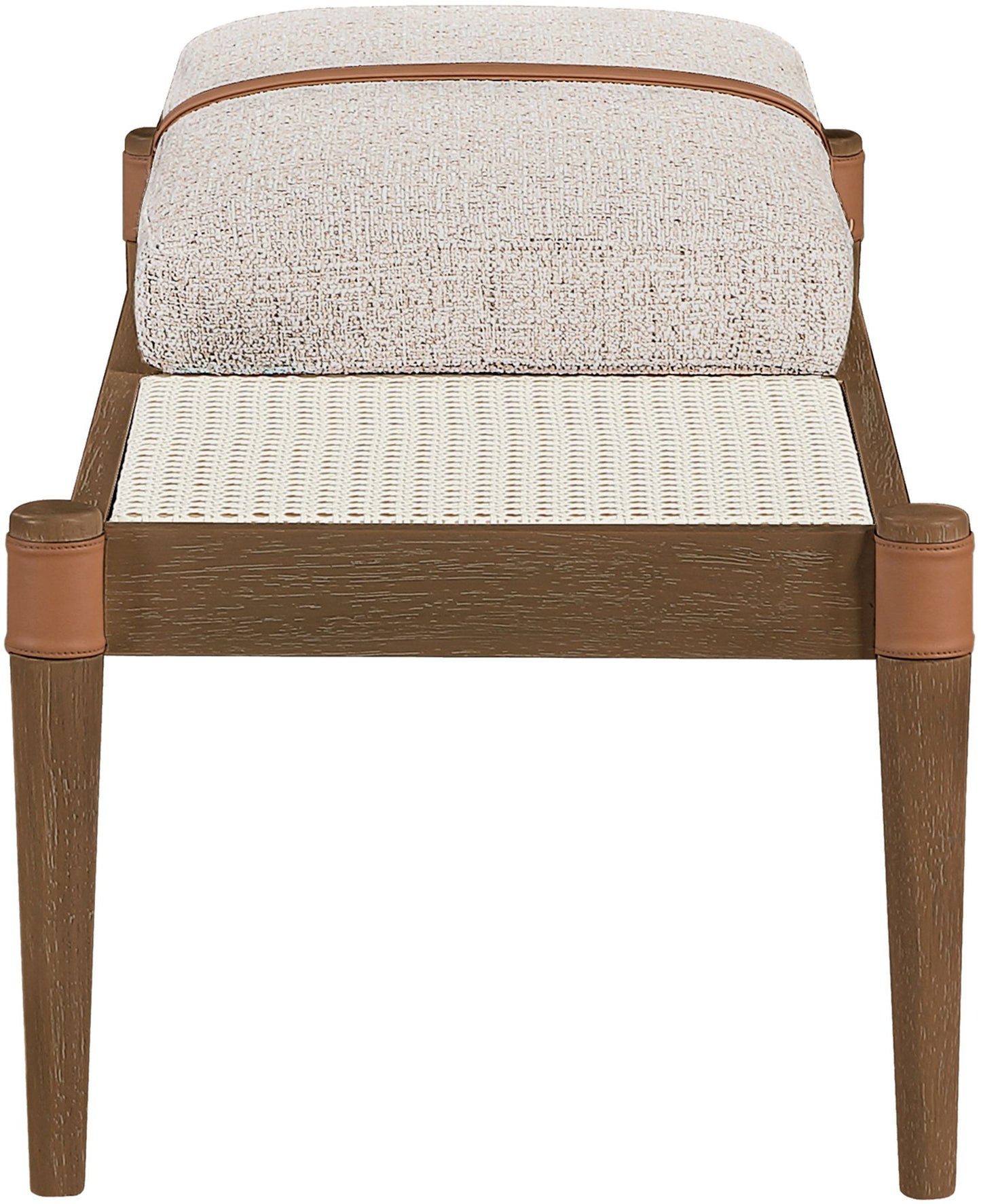 Nara - Linen Textured Fabric Upholstered Bench - Painted Brown Walnut