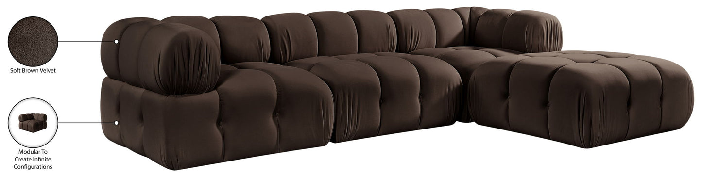 Orin - Velvet 4 Piece Modular Sectional With Chaise