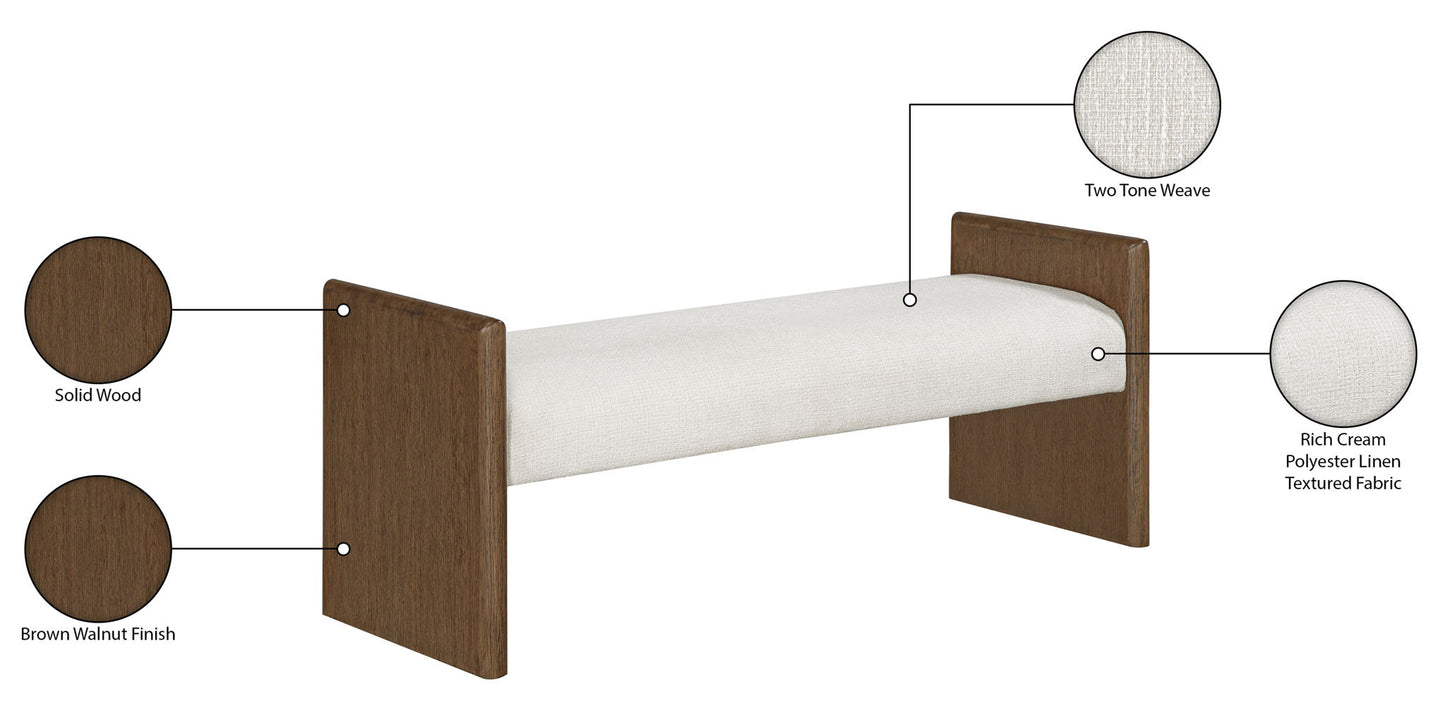 Hickory - Fabric Upholstered Bench - Brown Frame