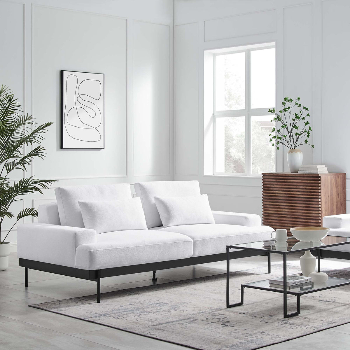 Proximity Upholstered Fabric Sofa - White