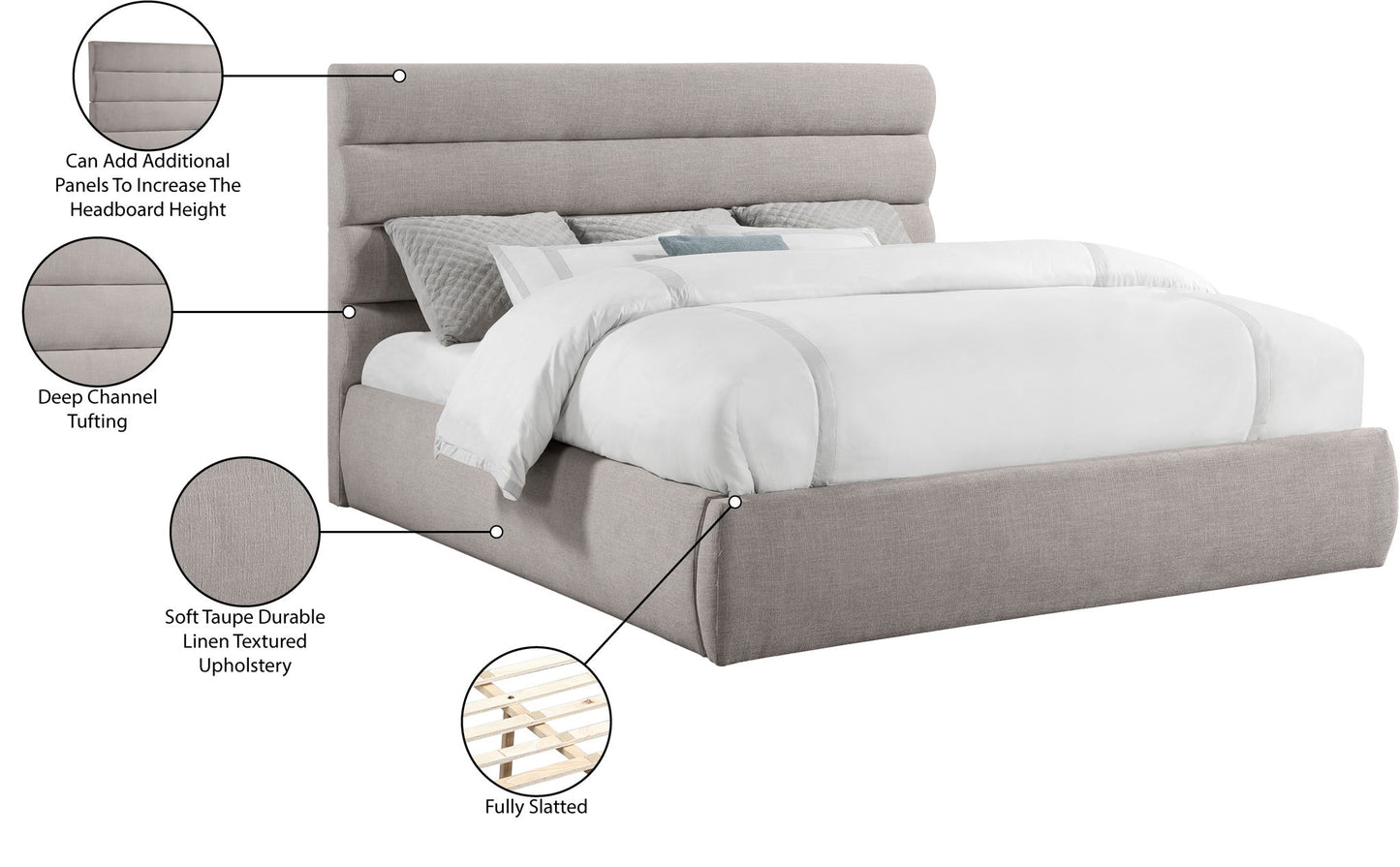 Adam - Linen Fabric Bed With 52" Headboard