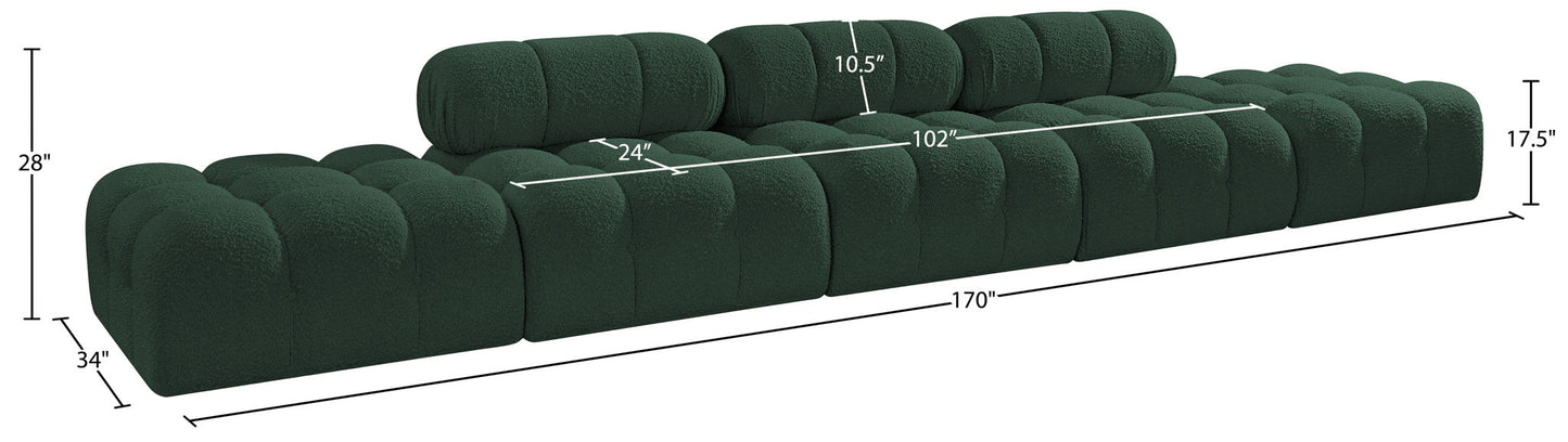 Ames - 5 Piece Boucle Upholstered Modular Sofa With 2 Armless Seats