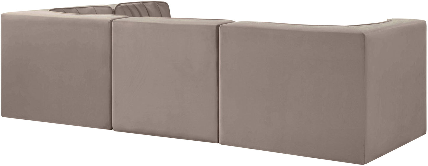 Rummi - Velvet Performance Fabric Upholstered 4 Piece Modular Sectional