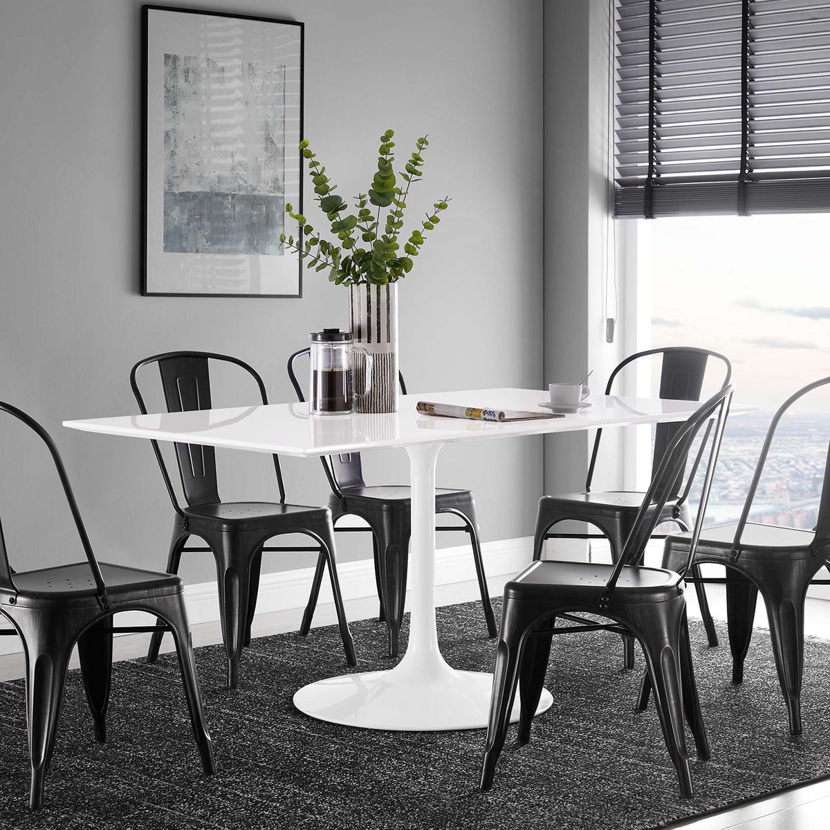 Lippa Rectangle Wood Dining Table - 60", White