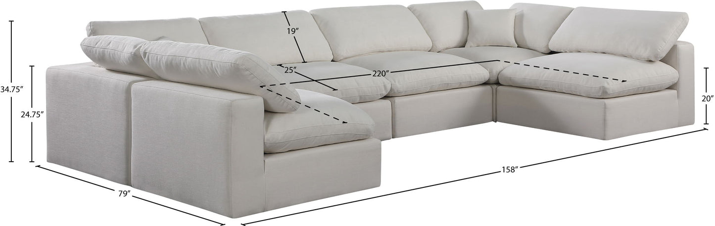 Comfy - 6 Piece Linen Modular Armless Sectional