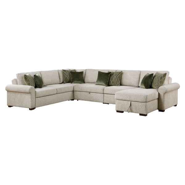 Isla 5-Piece Sectional with Reversible Chaise, Pull-out Bed, Hidden Storage and Click Motion Back