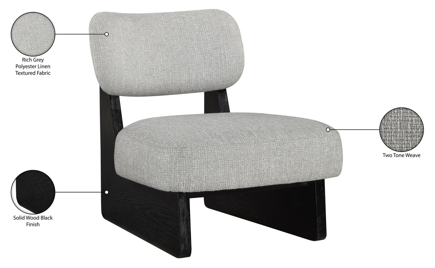 Vetra - Linen Textured Fabric Upholstered Accent Chair With Black Base