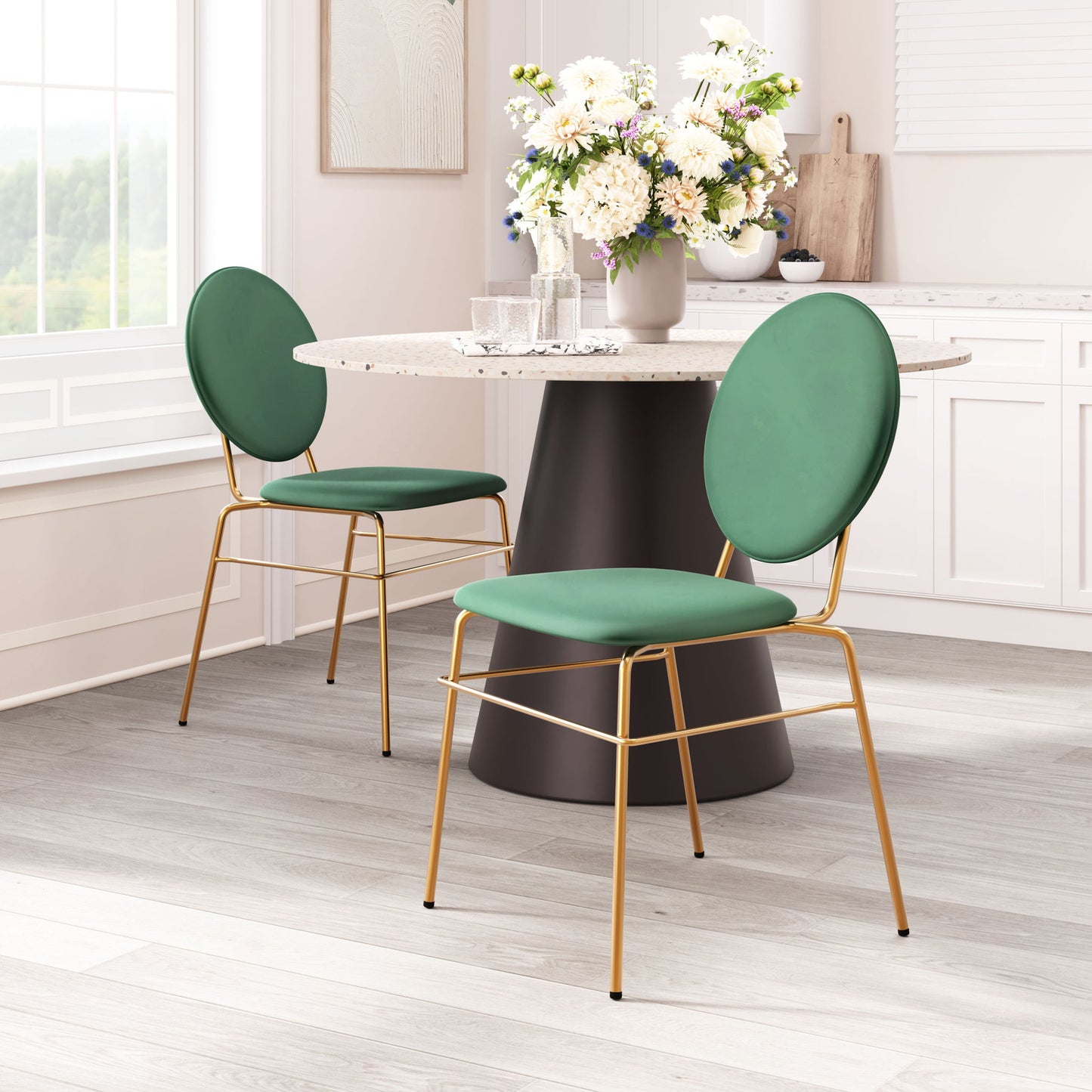 Odessa - Dining Chair (Set of 2) - Green / Gold