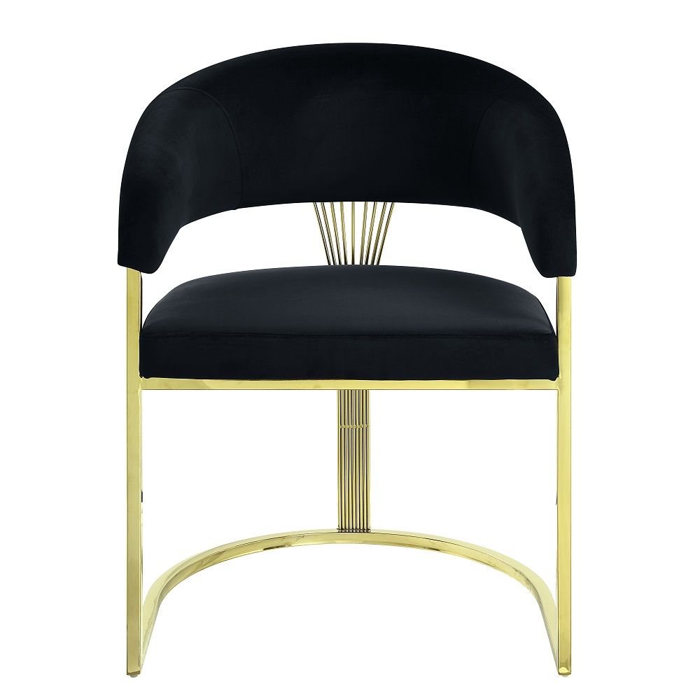 Fallon - Side Chair - Black Velvet & Mirrored Gold
