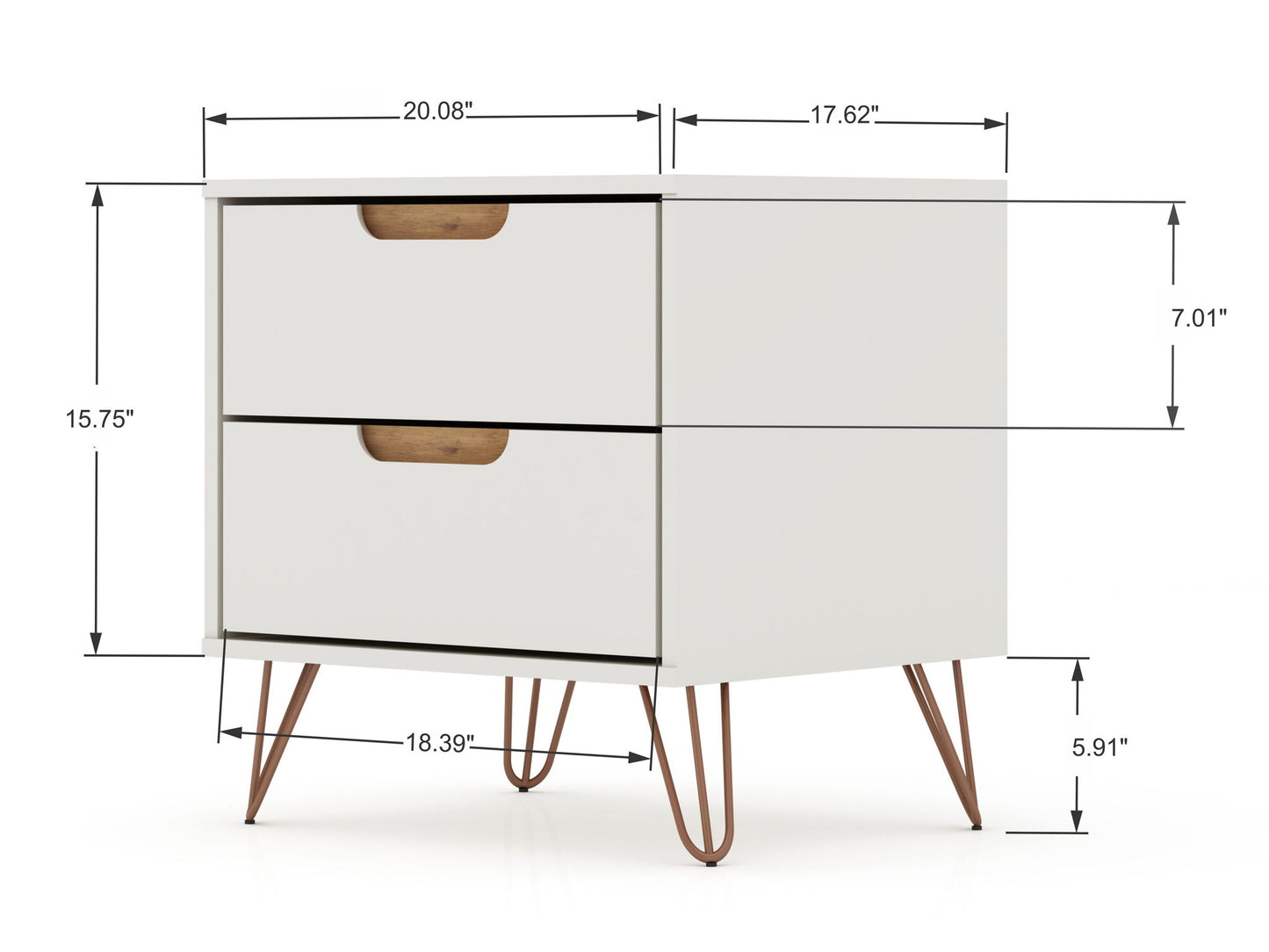 Manhattan Rockefeller - 2-Drawer Wooden Nightstand