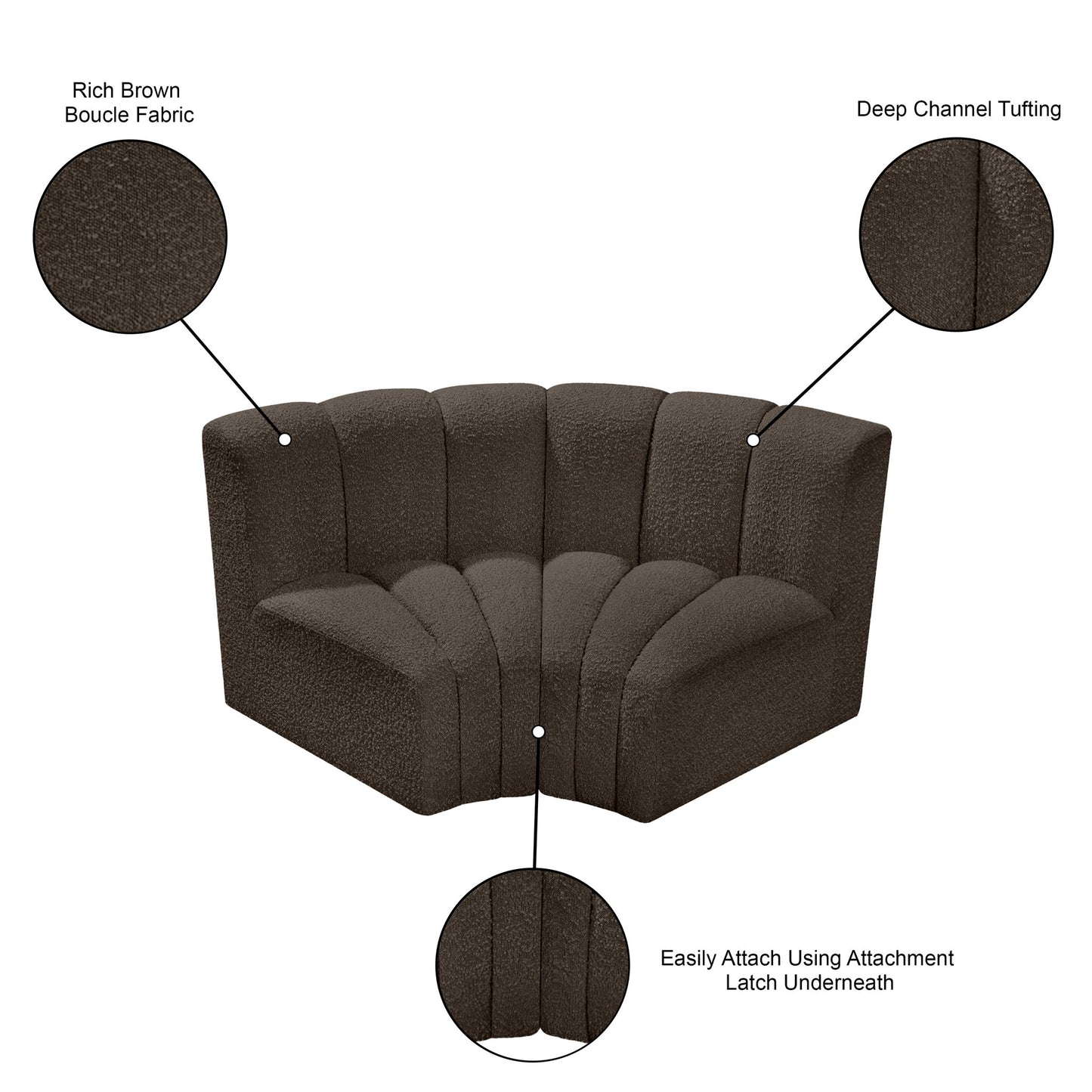 Arc - Boucle Fabric 2 Piece Modular Sofa